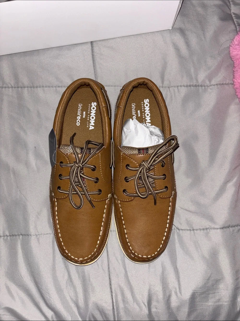 Sonoma Brown Lace-Up Men's Boat Shoes with Mesh Panels